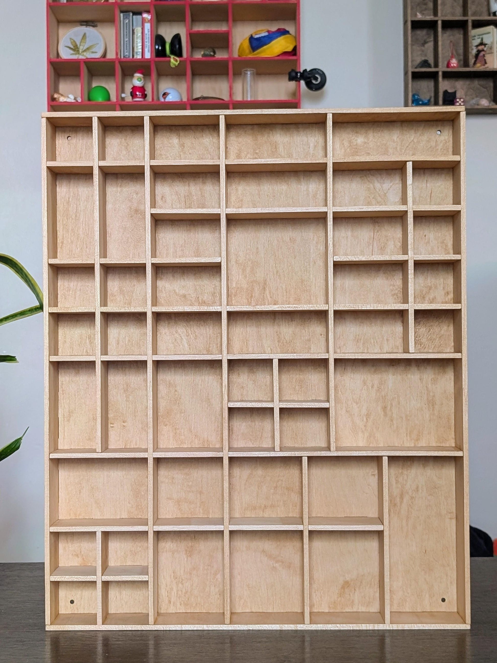 Shadow Box Wooden Display Shelf - Wall Cubby Shelf - Multiple Compartment Sizes - #68 - Trinket Shelf - Curio Cabinet