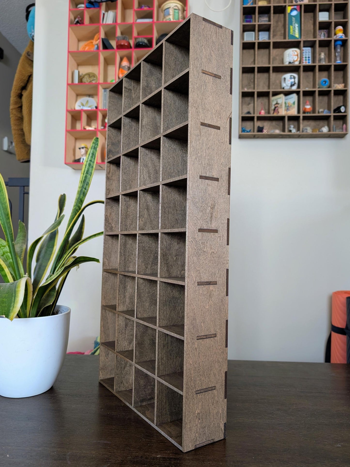 32 Compartment Wooden Display Shelf - 3x3 - Trinket Shelf - Curio Cabinet