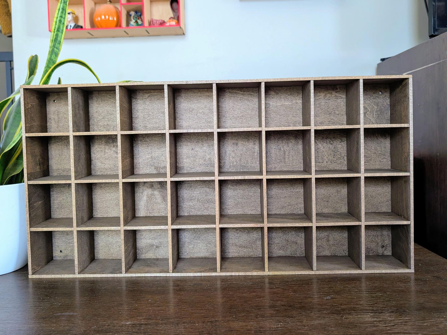 32 Compartment Wooden Display Shelf - 3x3 - Trinket Shelf - Curio Cabinet