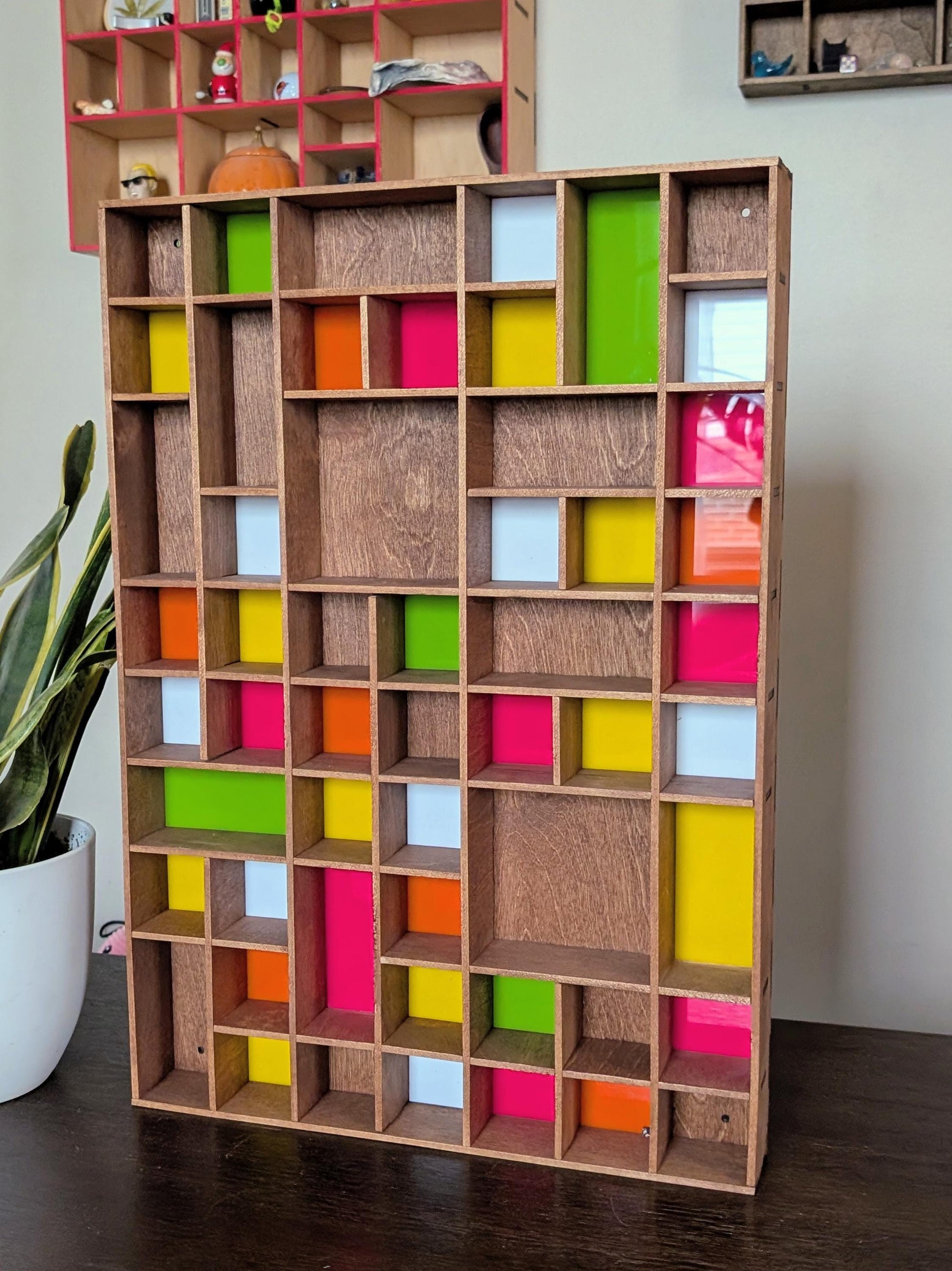 Shadow Box Wooden Display Shelf - Wall Cubby Shelf - Multiple Compartment Sizes - #36b - Trinket Shelf - Curio Cabinet