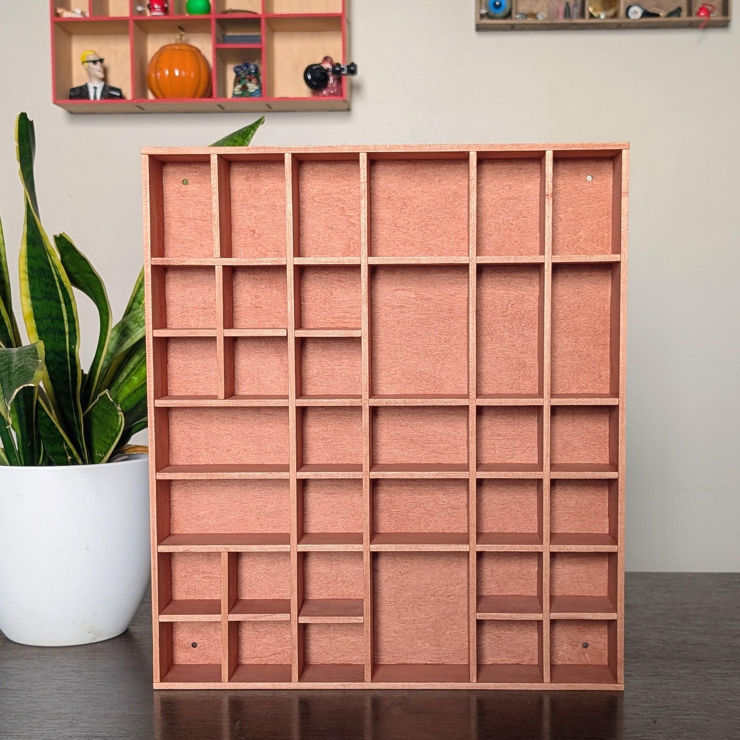 Shadow Box Wooden Display Shelf - Wall Cubby Shelf - Multiple Compartment Sizes - #6 - Trinket Shelf - Curio Cabinet