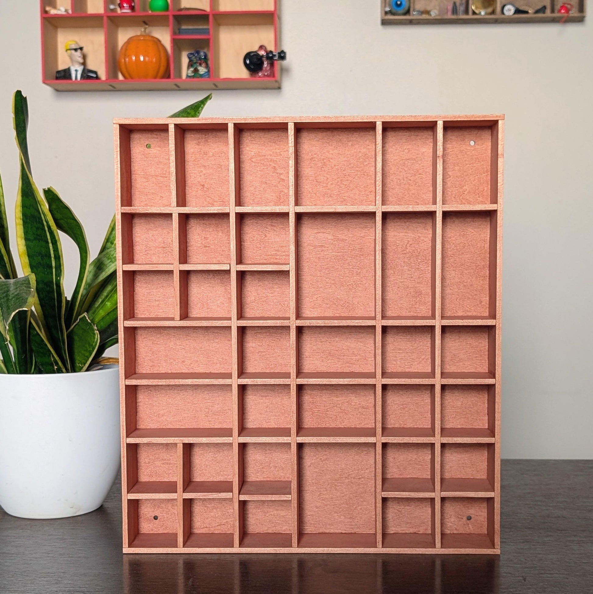 Shadow Box Wooden Display Shelf - Wall Cubby Shelf - Multiple Compartment Sizes - #6 - Trinket Shelf - Curio Cabinet