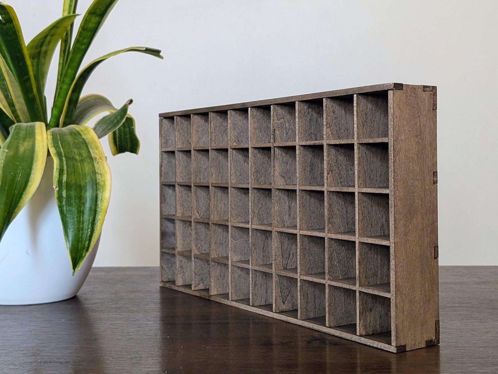 50 Compartment Wooden Display Shelf - 1.5x1.5 - Trinket Shelf - Curio Cabinet