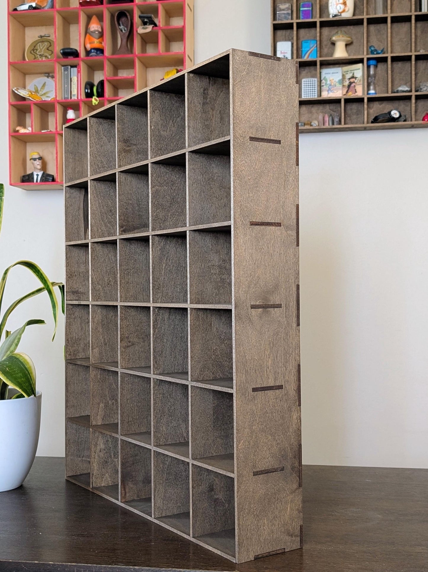 30 Compartment Wooden Display Shelf - 4x4 - Trinket Shelf - Curio Cabinet