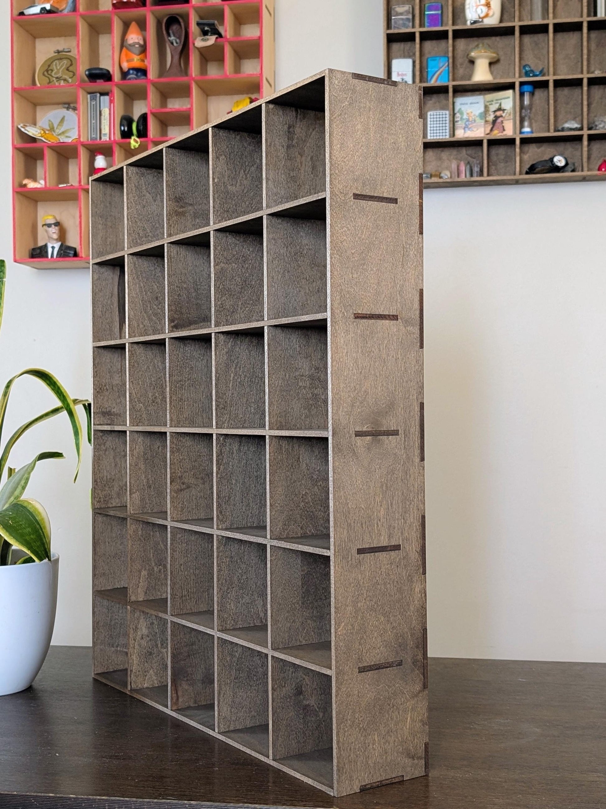 30 Compartment Wooden Display Shelf - 4x4 - Trinket Shelf - Curio Cabinet