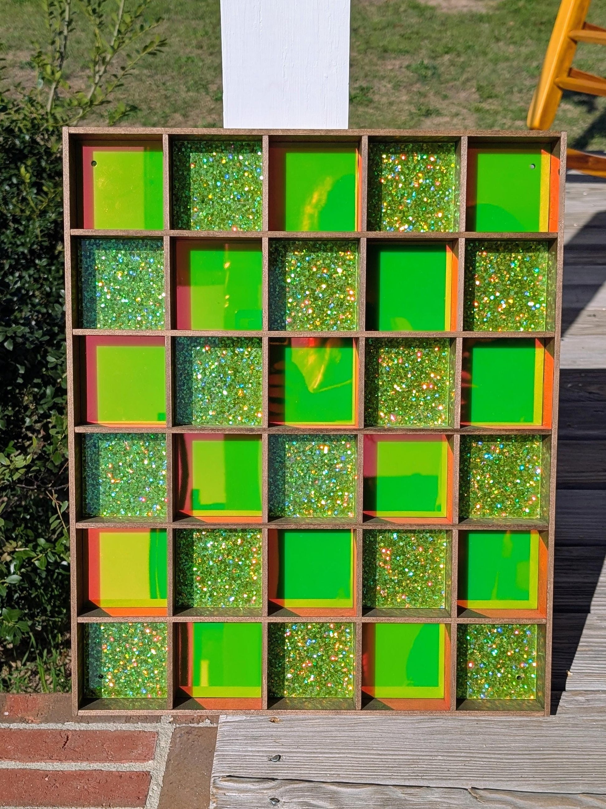 30 Compartment Wooden Display Shelf - 3x3 - Trinket Shelf - Curio Cabinet