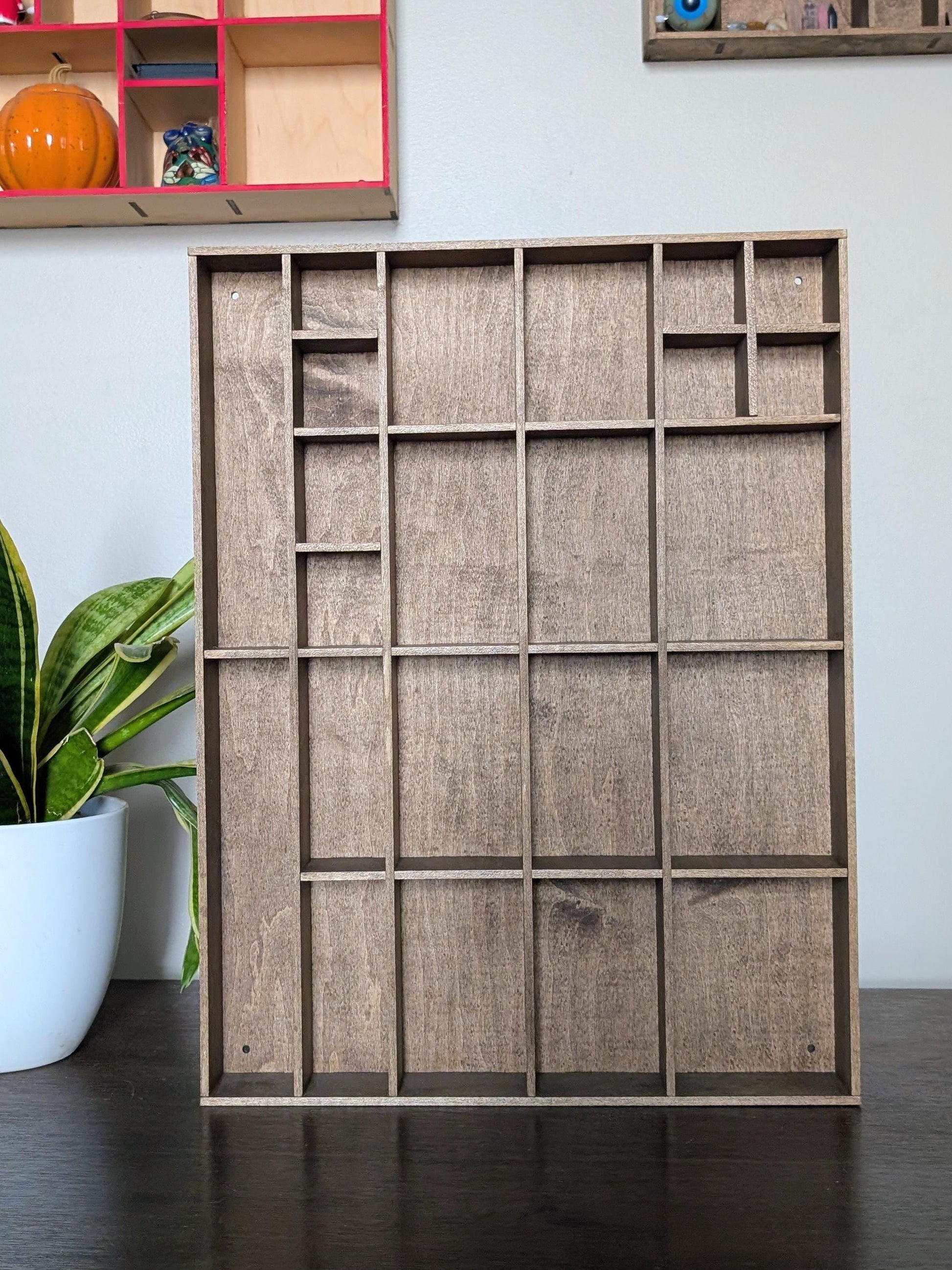 Shadow Box Wooden Display Shelf - Wall Cubby Shelf - Multiple Compartment Sizes - #1 - Trinket Shelf - Curio Cabinet