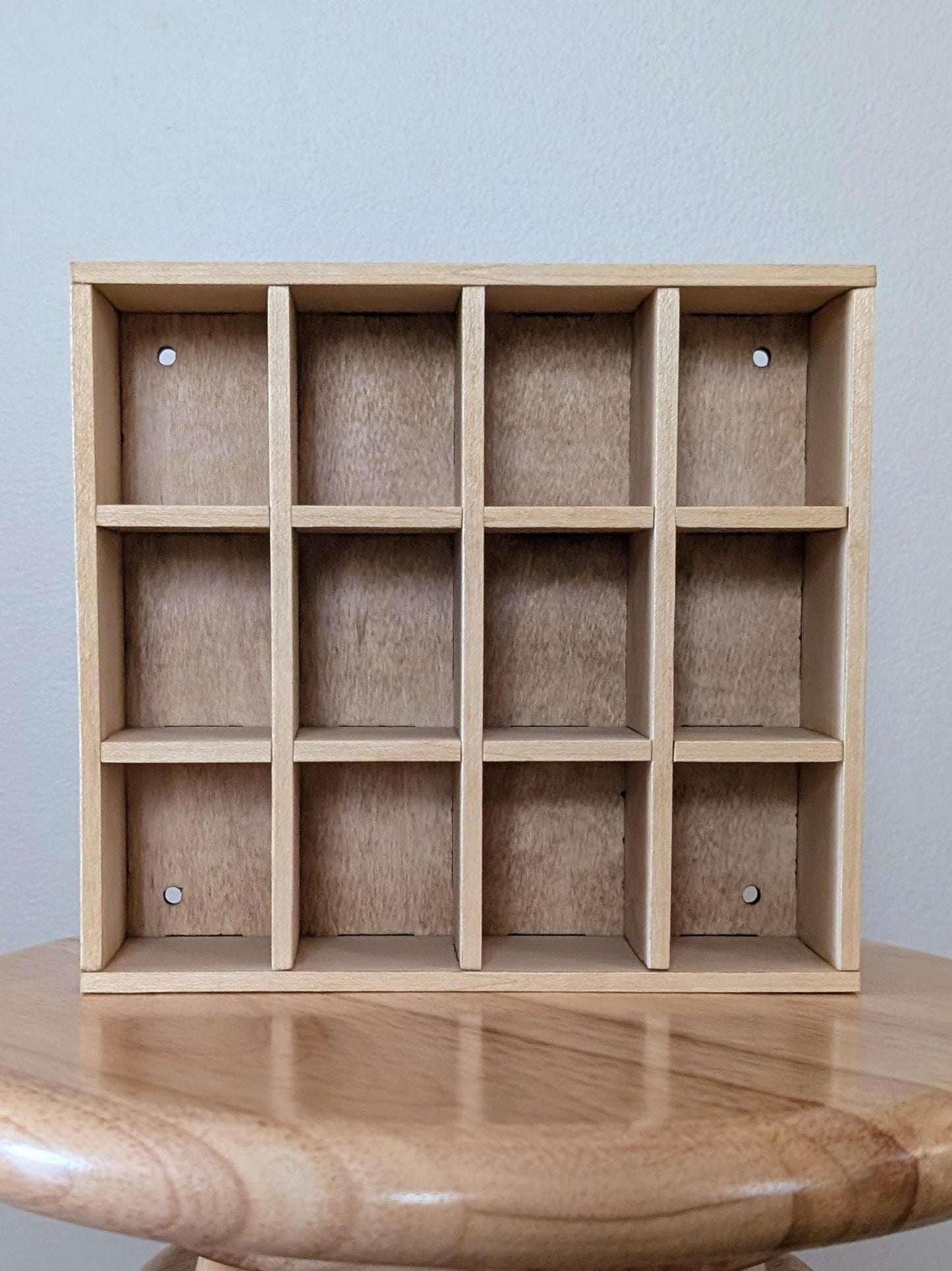 12 Compartment Wooden Display Shelf - 4cmx5cm - Trinket Shelf - Curio Cabinet