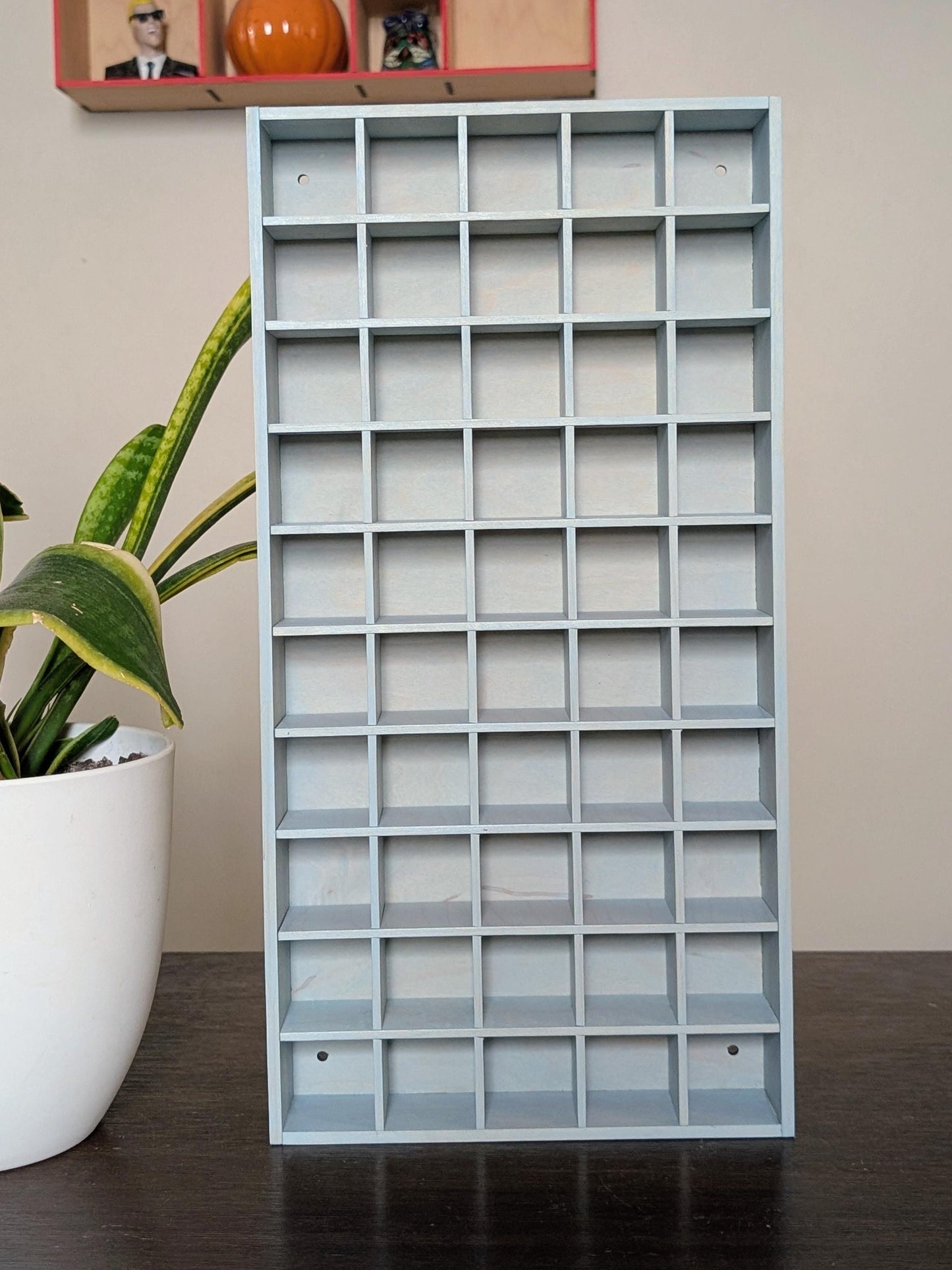 50 Compartment Wooden Display Shelf - 1.5x1.5 - Trinket Shelf - Curio Cabinet