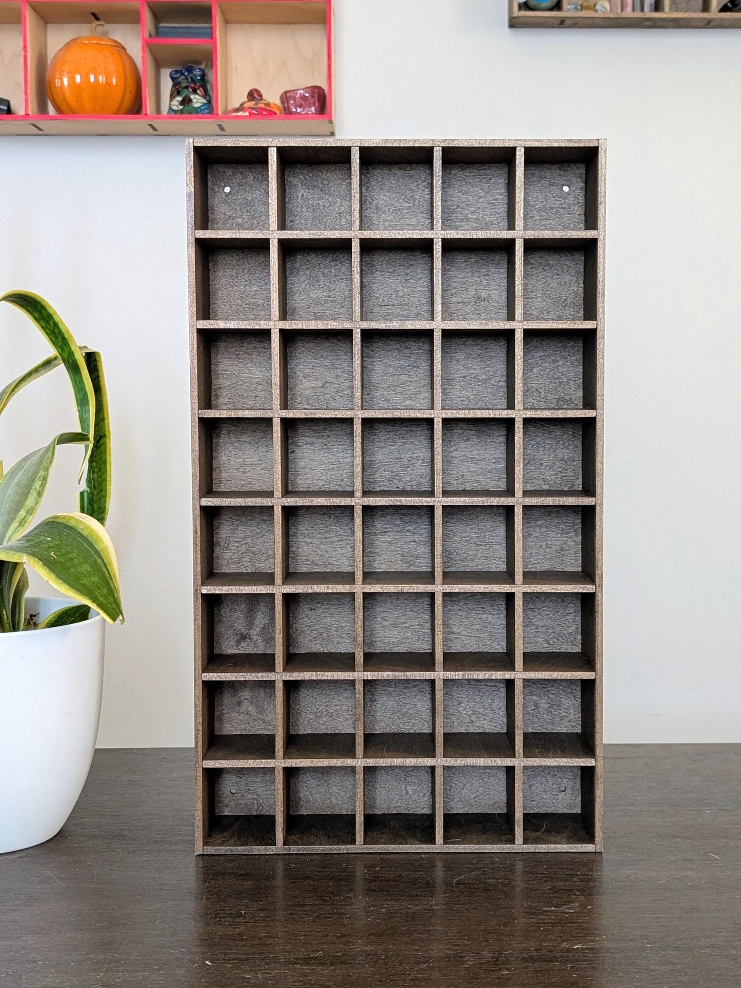 40 Compartment Wooden Shelf Display - 2.2x2 - Trinket Shelf - Curio Cabinet