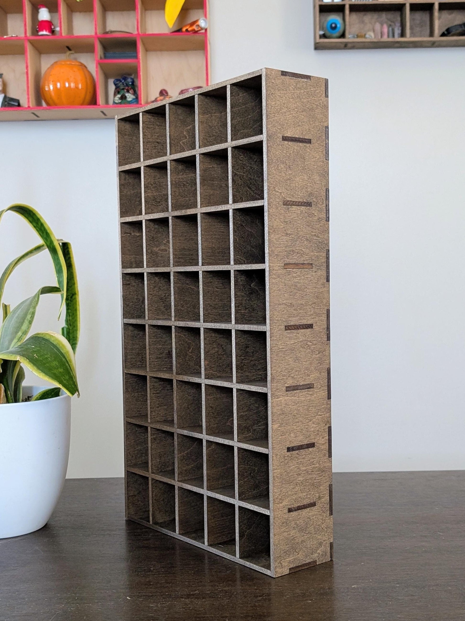 40 Compartment Wooden Shelf Display - 2.2x2 - Trinket Shelf - Curio Cabinet