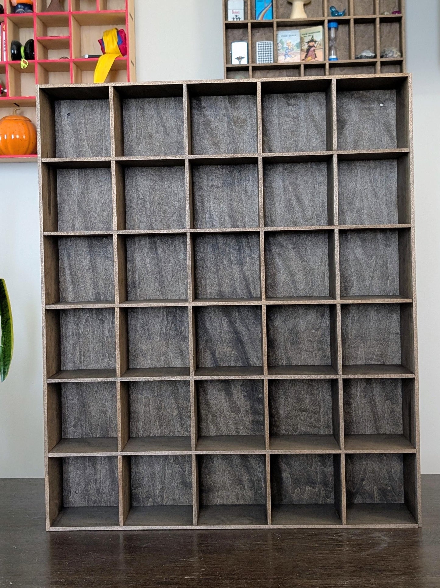 30 Compartment Wooden Display Shelf - 4x4 - Trinket Shelf - Curio Cabinet