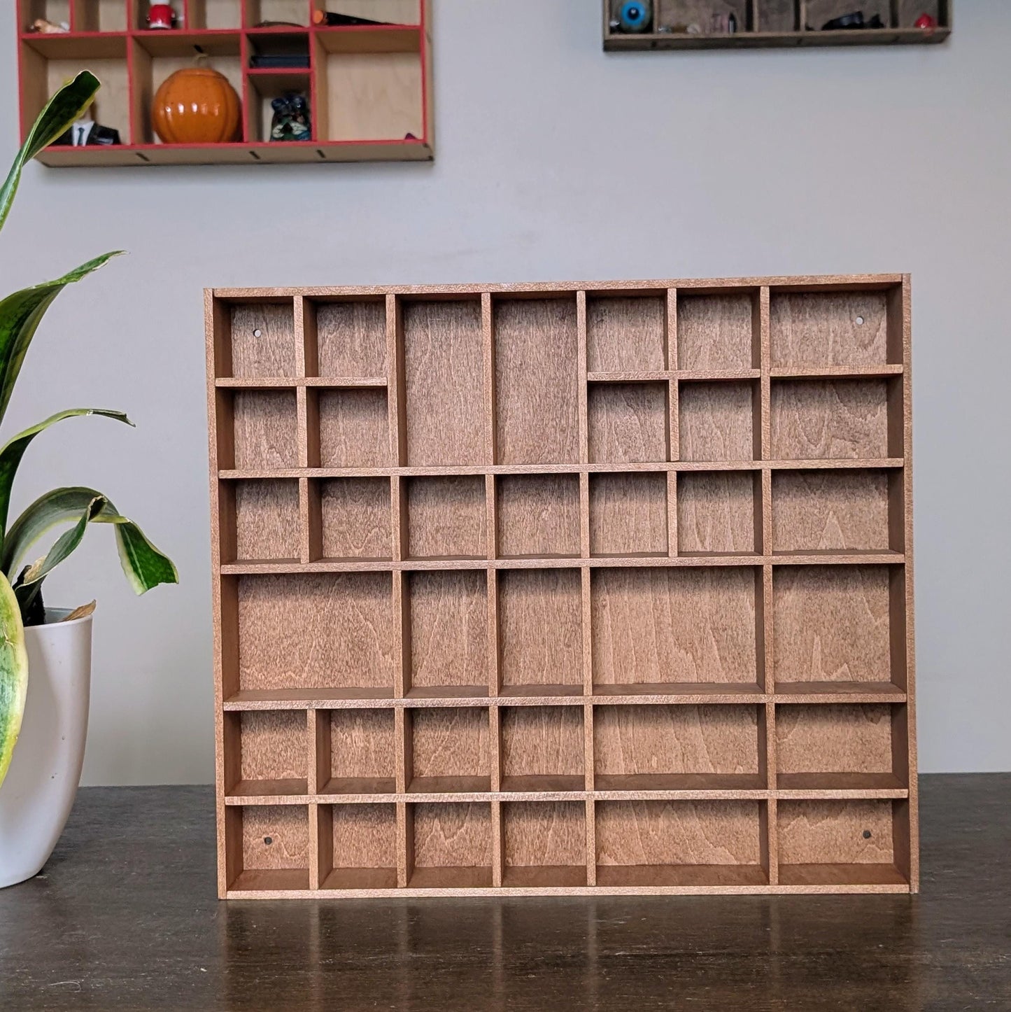 Shadow Box Wooden Display Shelf - Wall Cubby Shelf - Multiple Compartment Sizes - #6 - Trinket Shelf - Curio Cabinet