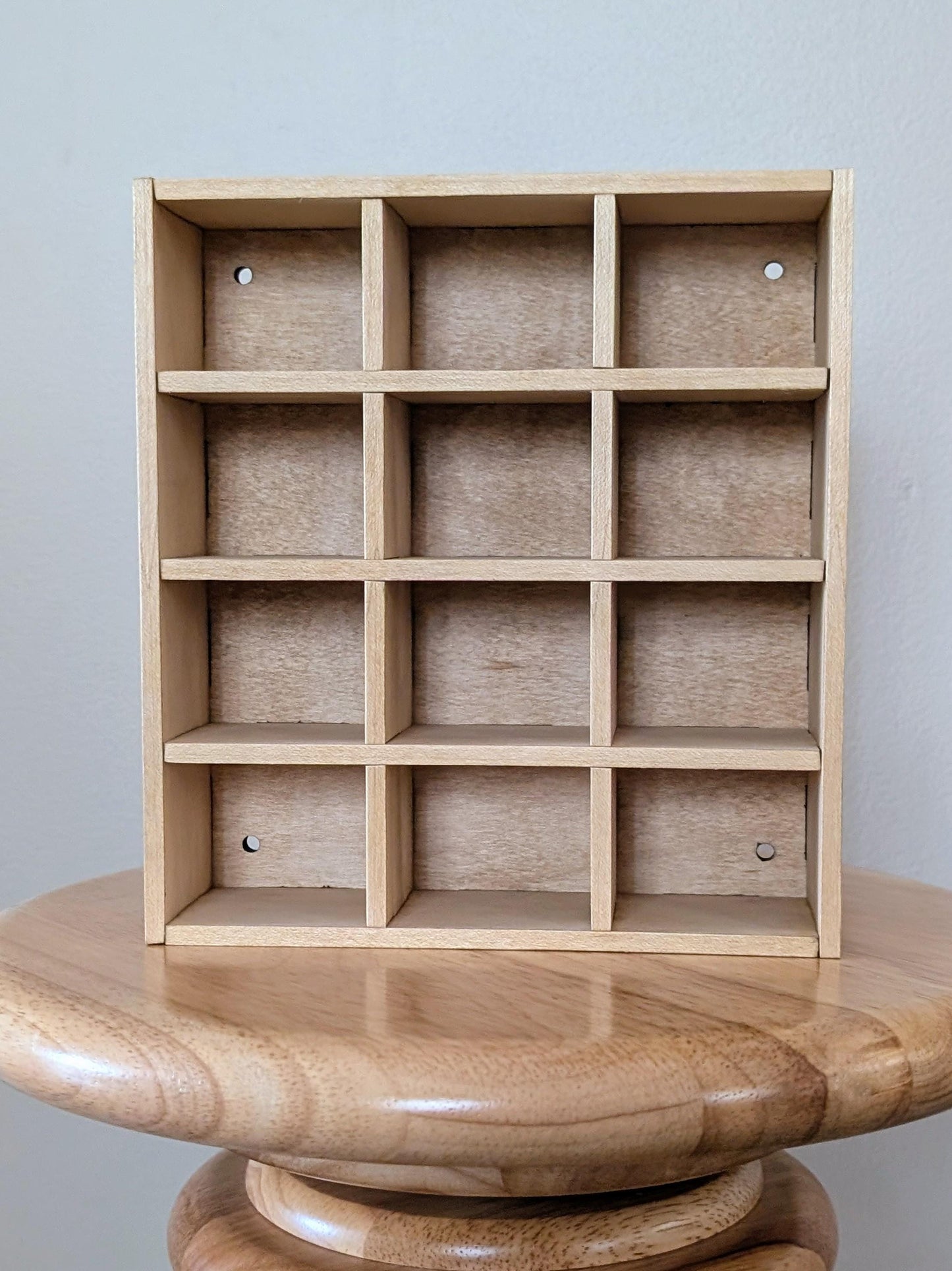 12 Compartment Wooden Display Shelf - 4cmx5cm - Trinket Shelf - Curio Cabinet