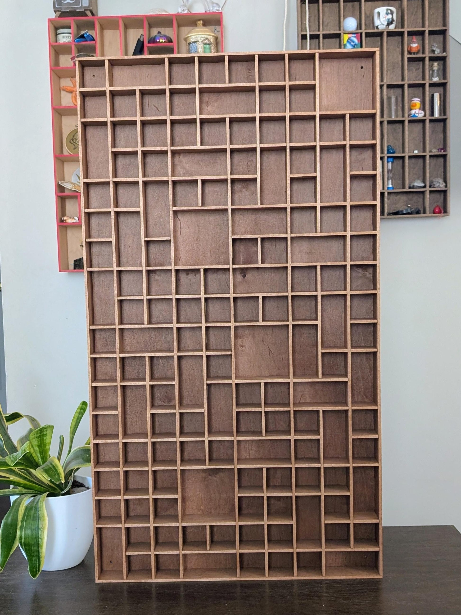 Shadow Box Wooden Display Shelf - Wall Cubby Shelf - Multiple Compartment Sizes - #73 - Trinket Shelf - Curio Cabinet
