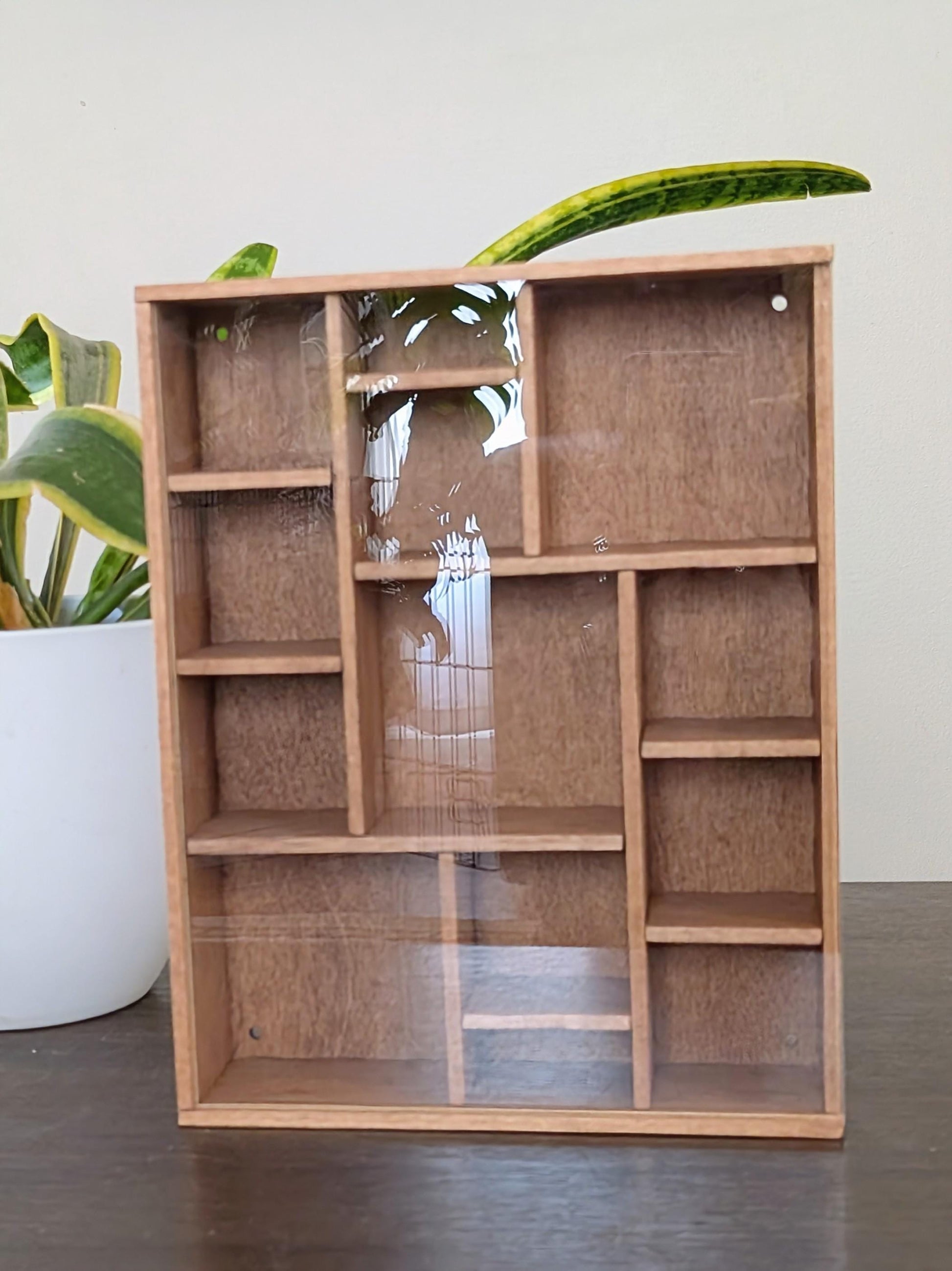 Shadow Box Wooden Display Shelf - Wall Cubby Shelf - Multiple Compartment Sizes - #74 - Trinket Shelf - Curio Cabinet