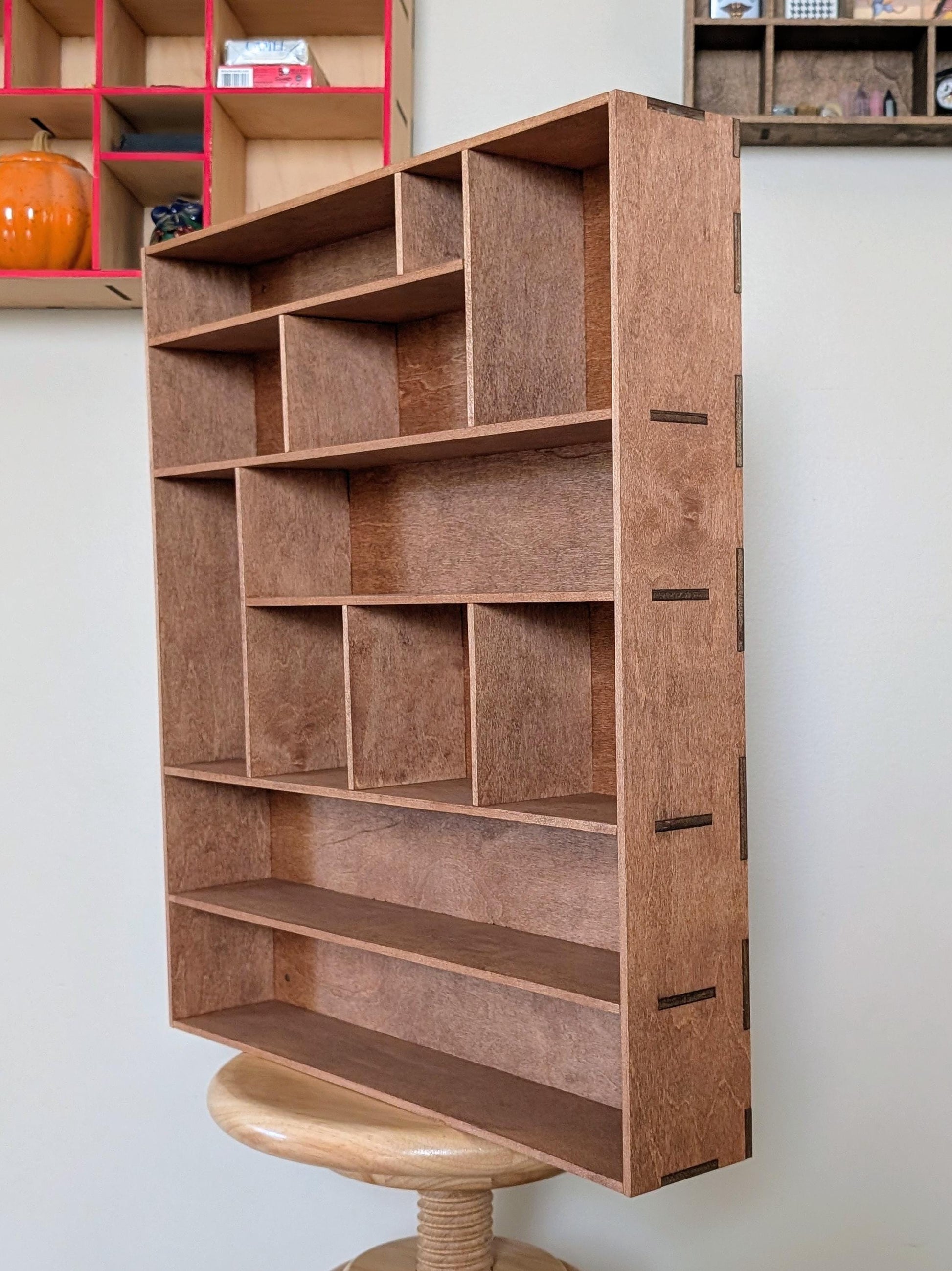 Shadow Box Wooden Display Shelf - Wall Cubby Shelf - Multiple Compartment Sizes - #75b - Trinket Shelf - Curio Cabinet