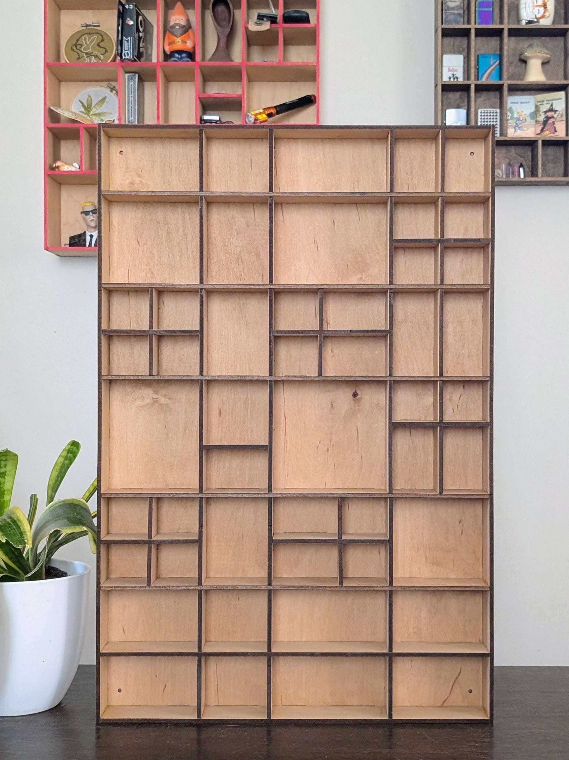 Shadow Box Wooden Display Shelf - Wall Cubby Shelf - Multiple Compartment Sizes - #59 - Trinket Shelf - Curio Cabinet