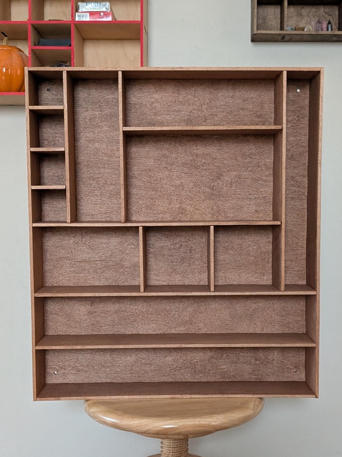 Shadow Box Wooden Display Shelf - Wall Cubby Shelf - Multiple Compartment Sizes - #75a - Trinket Shelf - Curio Cabinet