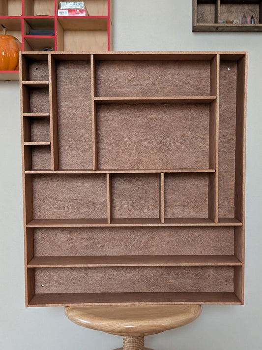 Shadow Box Wooden Display Shelf - Wall Cubby Shelf - Multiple Compartment Sizes - #75a - Trinket Shelf - Curio Cabinet