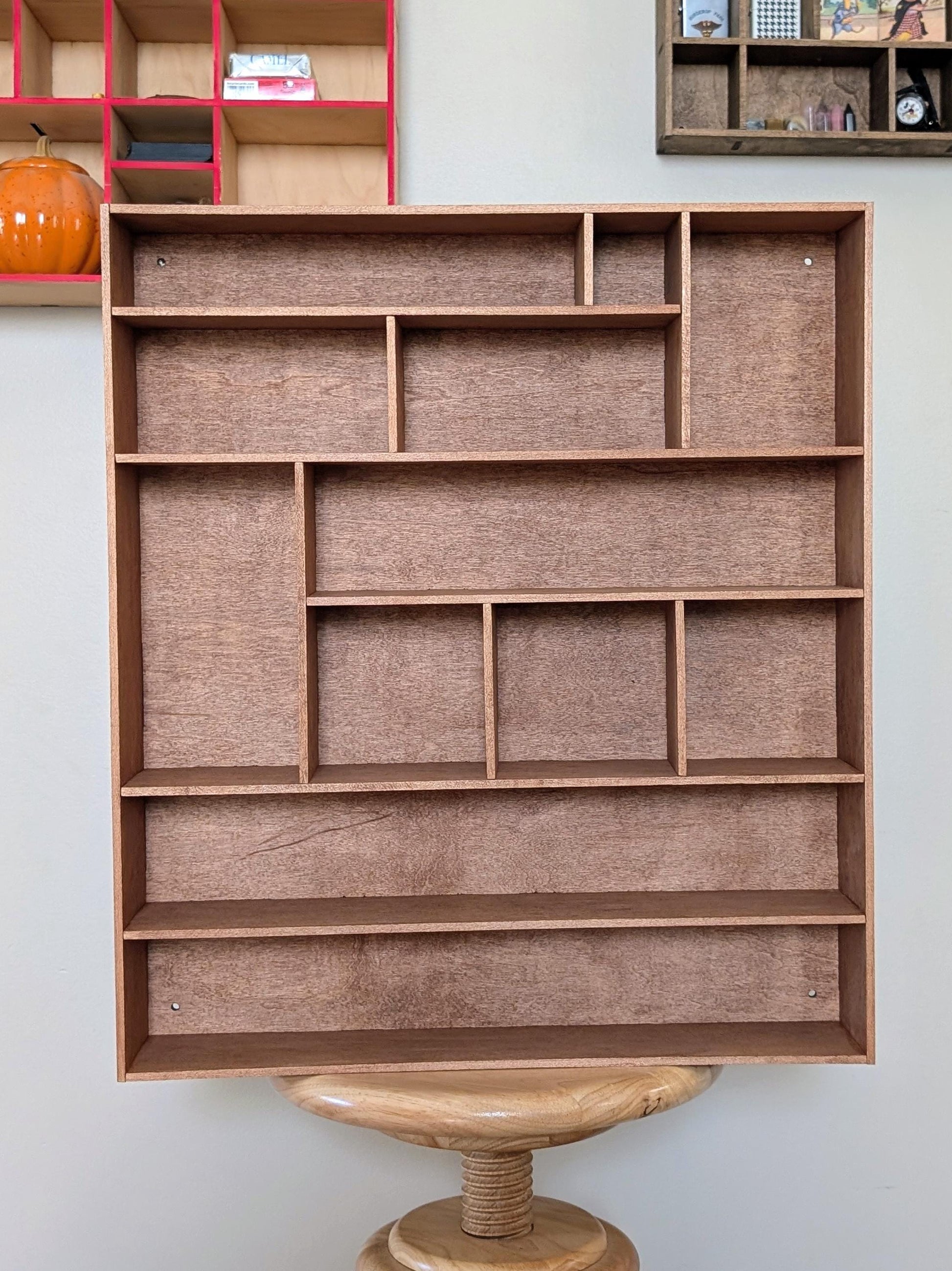 Shadow Box Wooden Display Shelf - Wall Cubby Shelf - Multiple Compartment Sizes - #75b - Trinket Shelf - Curio Cabinet
