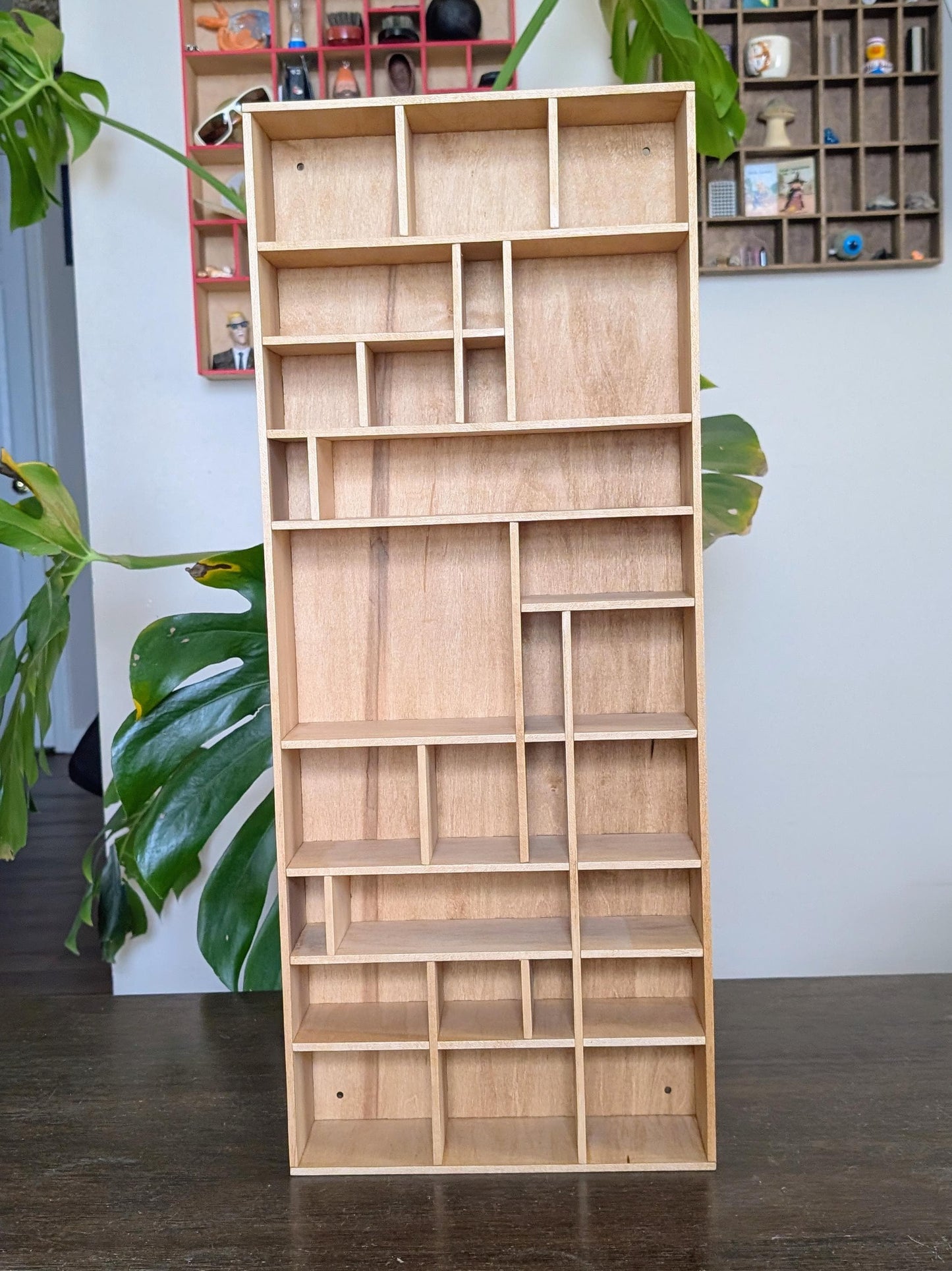 Shadow Box Wooden Display Shelf - Wall Cubby Shelf - Multiple Compartment Sizes - #77 - Trinket Shelf - Curio Cabinet