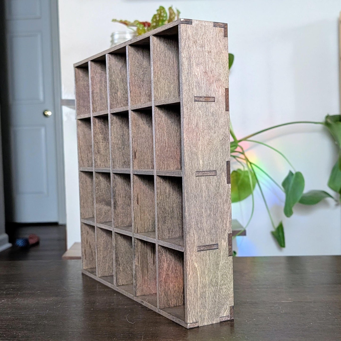 20 Compartment Wooden Display Shelf - 2.8x2.25 - Trinket Shelf - Curio Cabinet