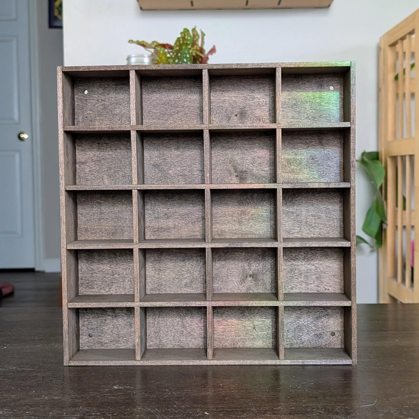 20 Compartment Wooden Display Shelf - 2.8x2.25 - Trinket Shelf - Curio Cabinet