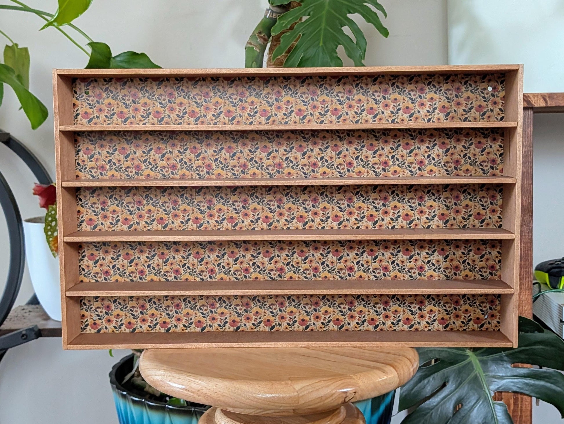 5 Compartment Shadow Box Wooden Display Shelf - Wall Cubby Shelf - 2x18 - Trinket Shelf - Curio Cabinet