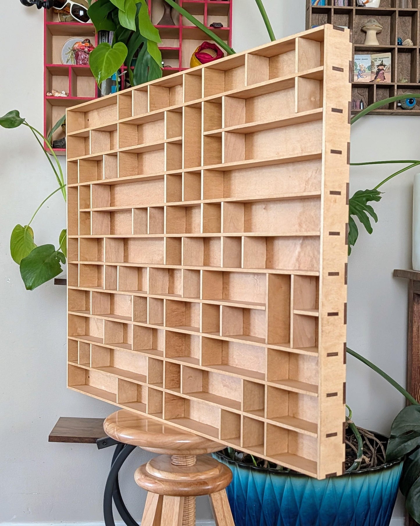 Shadow Box Wooden Display Shelf - Wall Cubby Shelf - Multiple Compartment Sizes - #85 - Trinket Shelf - Curio Cabinet - Oversize