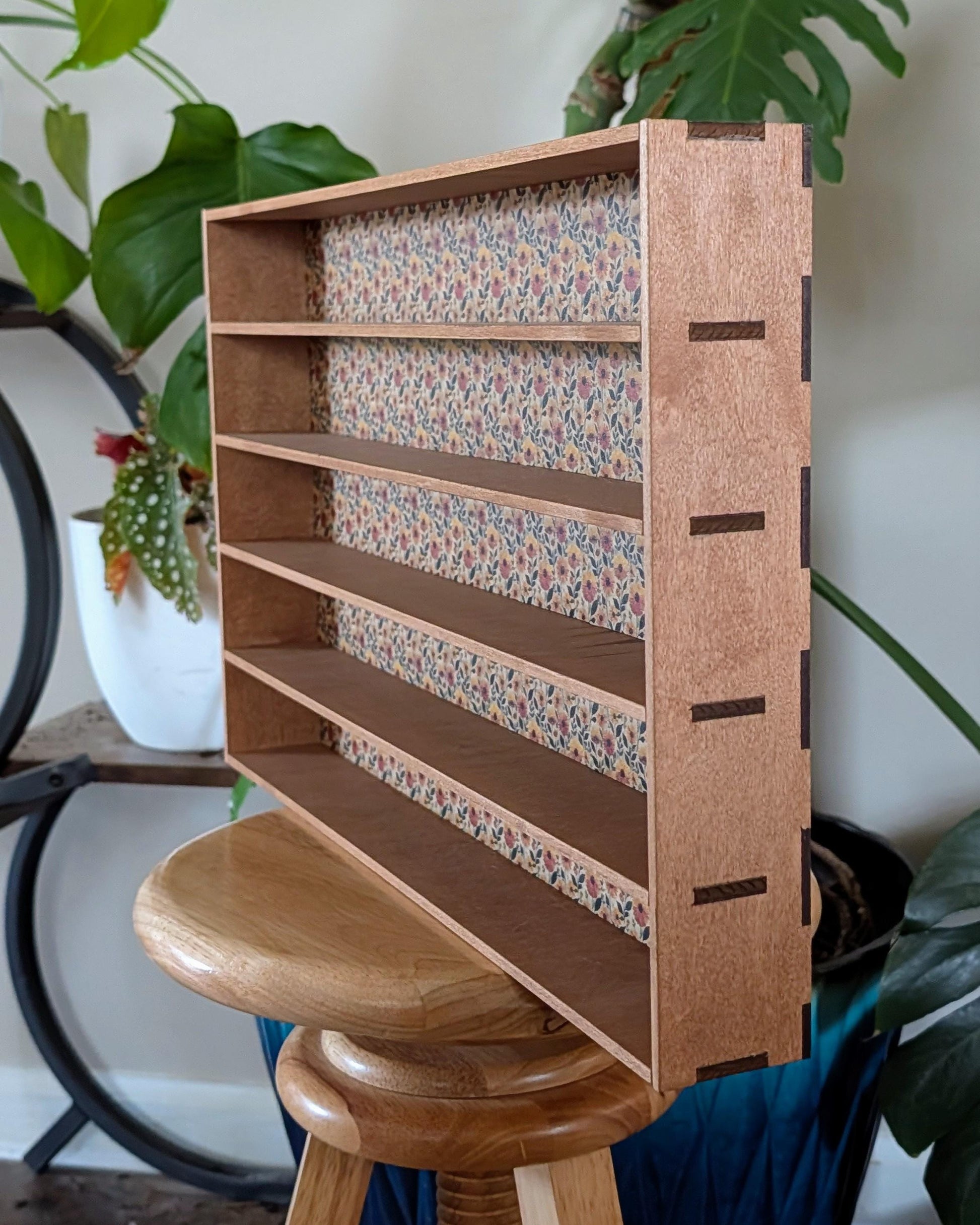5 Compartment Shadow Box Wooden Display Shelf - Wall Cubby Shelf - 2x18 - Trinket Shelf - Curio Cabinet