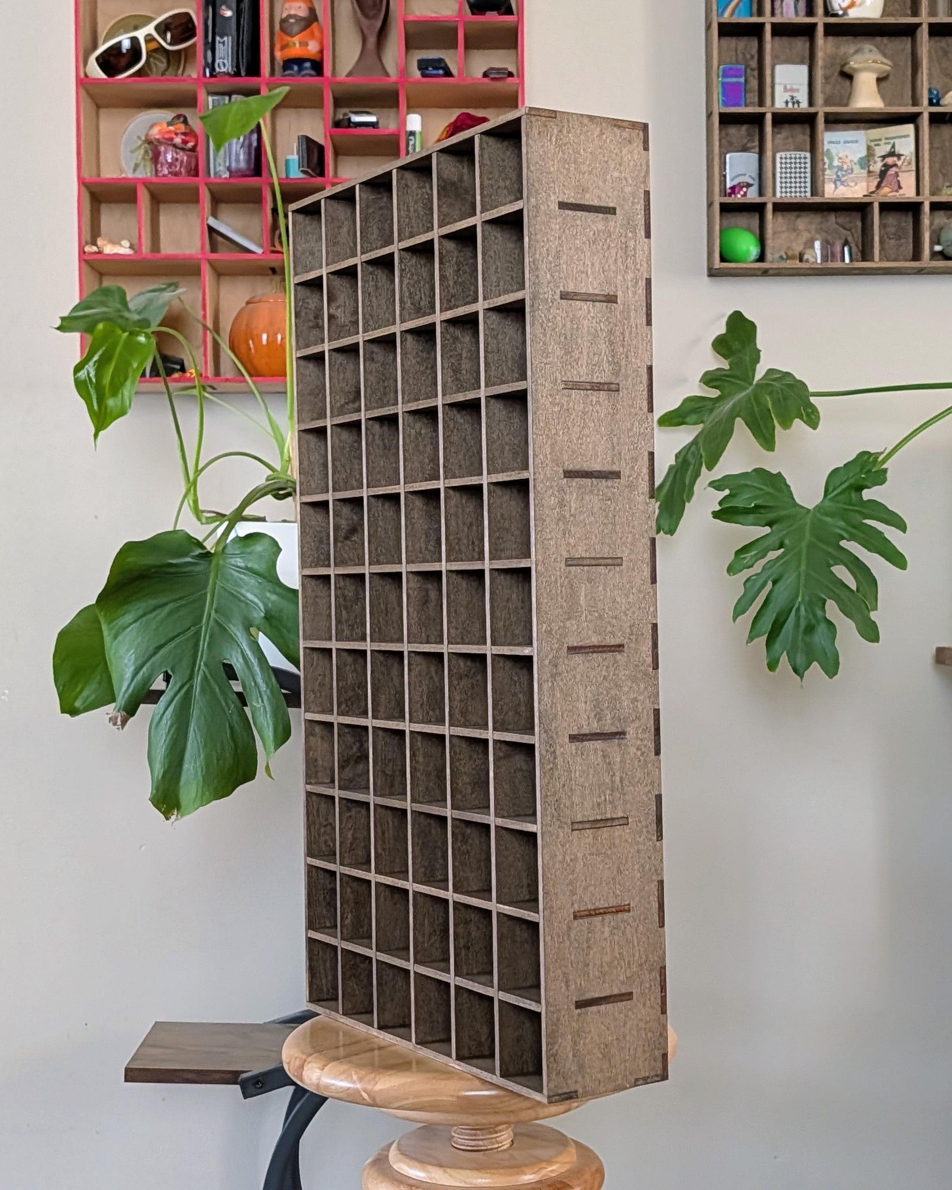66 Compartment Wooden Display Shelf - 2x2 - Trinket Shelf - Curio Cabinet - Cubic