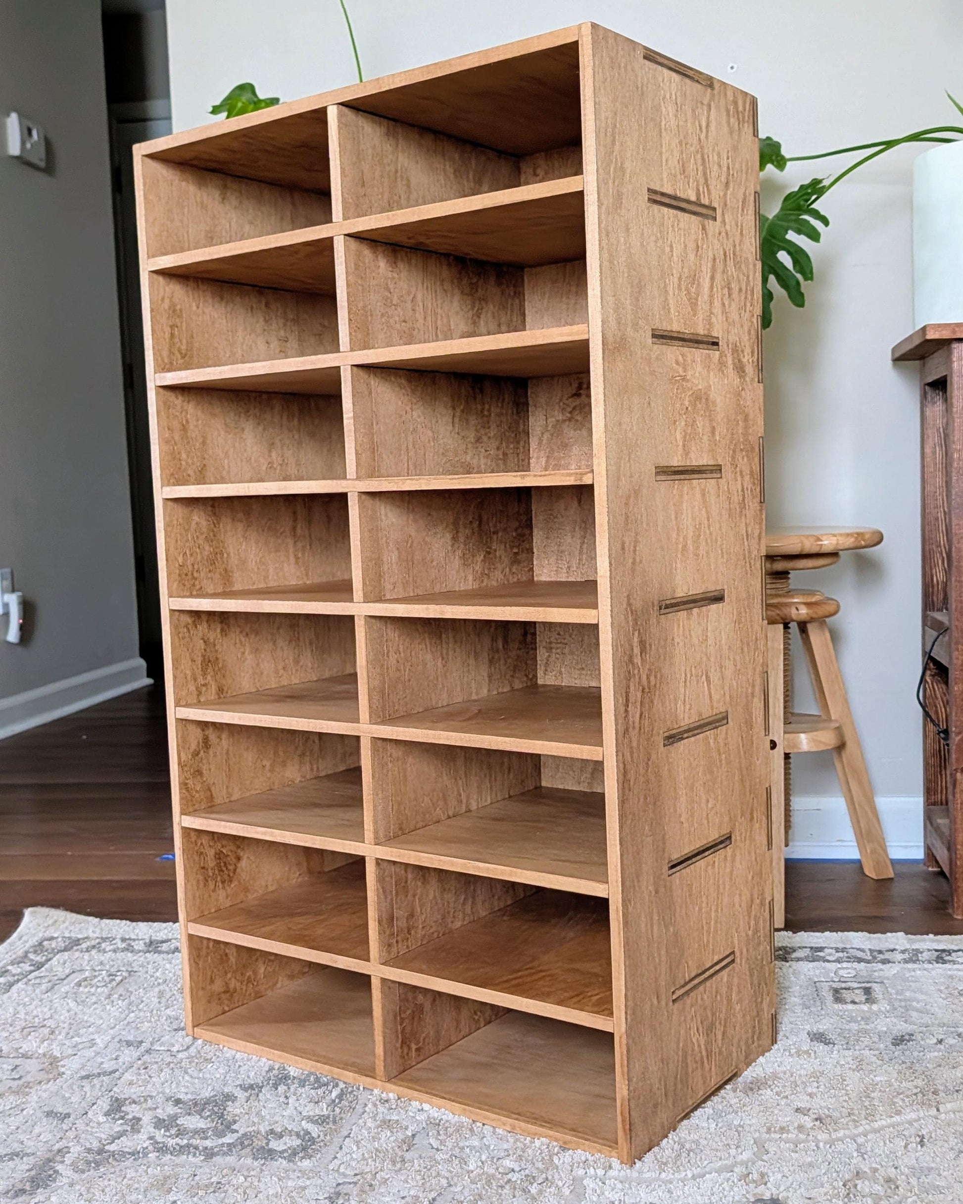 16 Compartment Wooden Display Shelf School Mailbox - 4x10 - Trinket Shelf - Curio Cabinet - Cubic