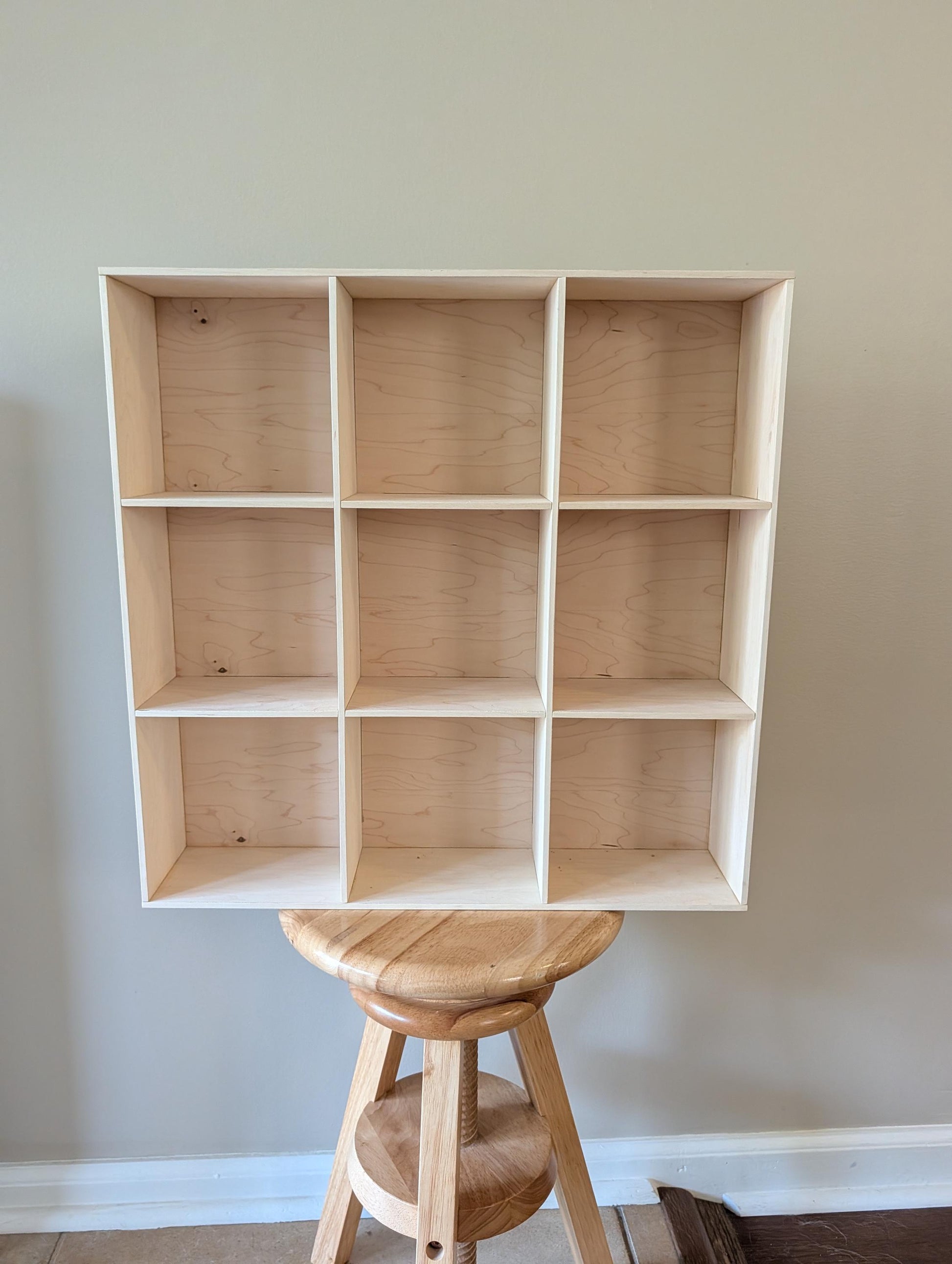 9 Compartment Wooden Display Shelf - 6x6 - Trinket Shelf - Curio Cabinet - Cubic
