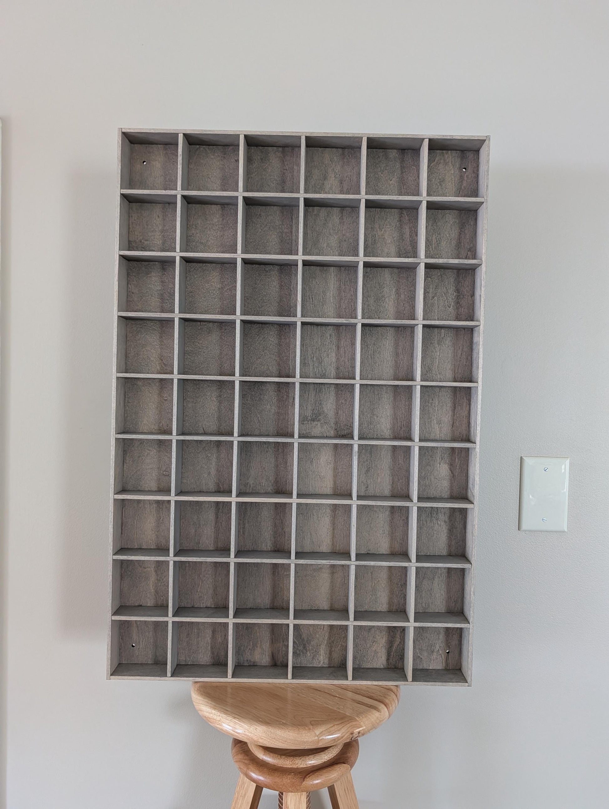 54 Compartment Wooden Display Shelf - 3x3 - Trinket Shelf - Curio Cabinet - Cubic