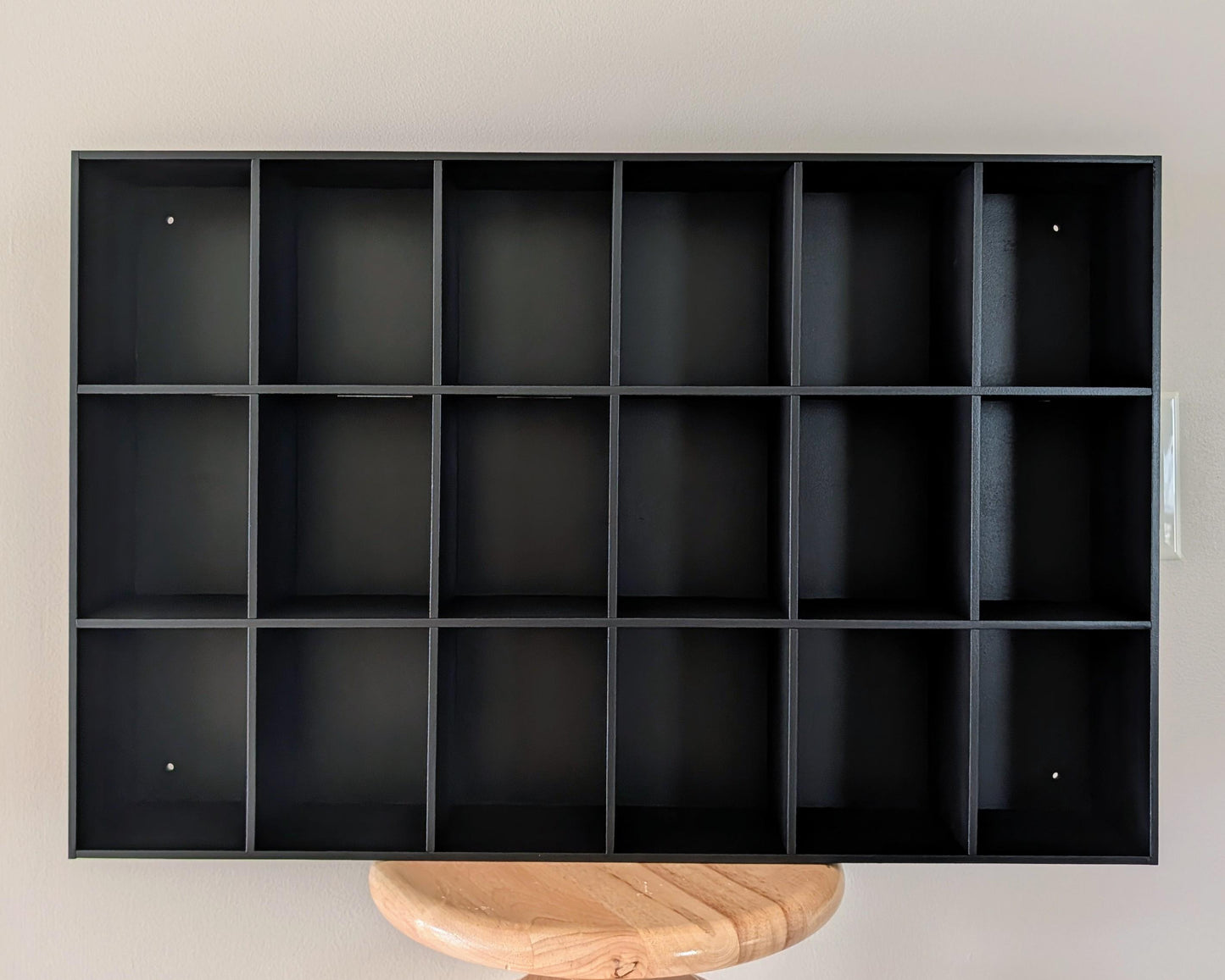 18 Compartment Wooden Display Shelf - 5.25x4 - Trinket Shelf - Curio Cabinet - Cubic