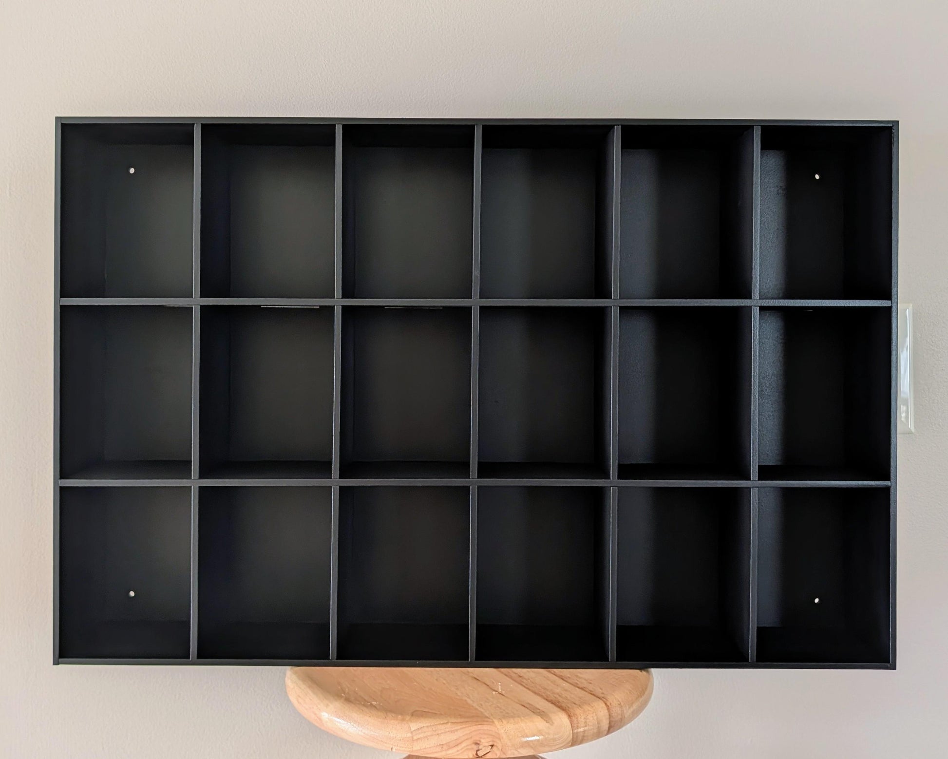 18 Compartment Wooden Display Shelf - 5.25x4 - Trinket Shelf - Curio Cabinet - Cubic