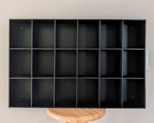 18 Compartment Wooden Display Shelf - 5.25x4 - Trinket Shelf - Curio Cabinet - Cubic