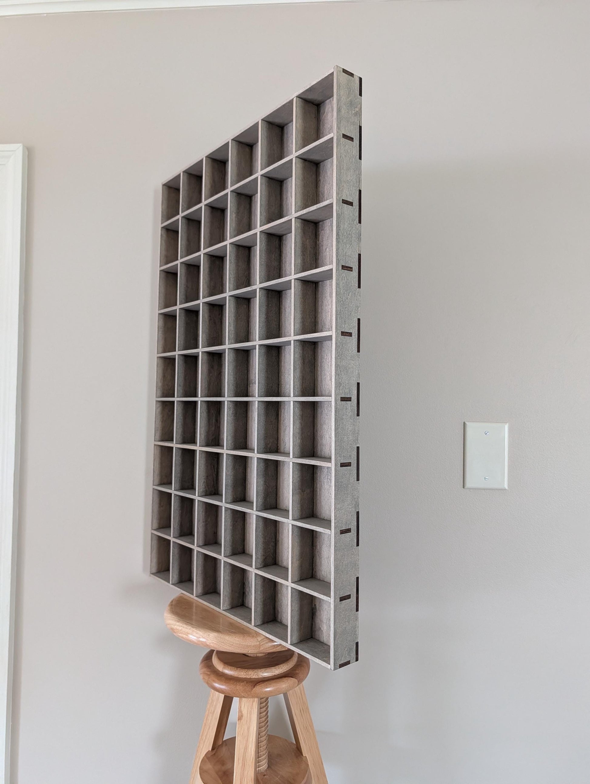 54 Compartment Wooden Display Shelf - 3x3 - Trinket Shelf - Curio Cabinet - Cubic