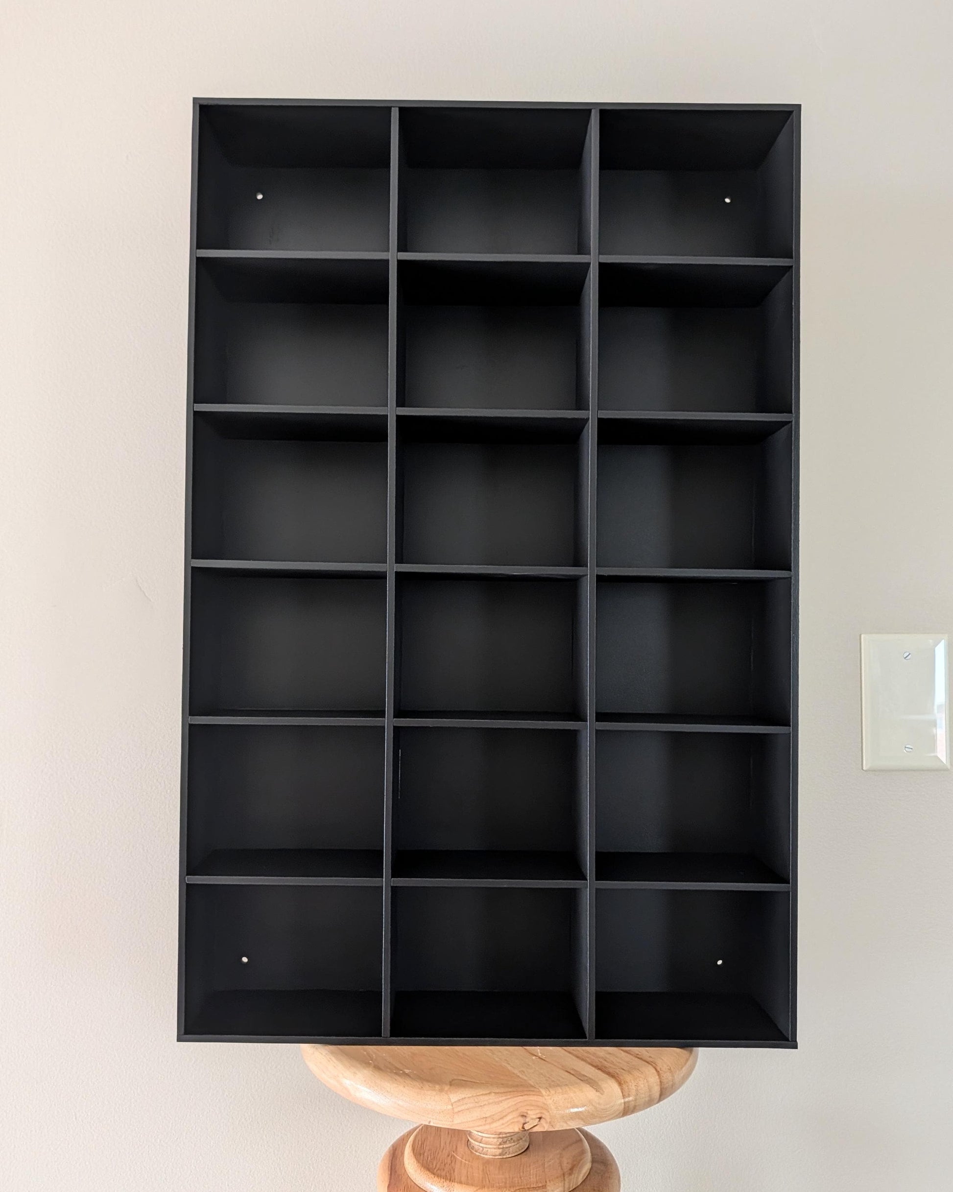 18 Compartment Wooden Display Shelf - 5.25x4 - Trinket Shelf - Curio Cabinet - Cubic