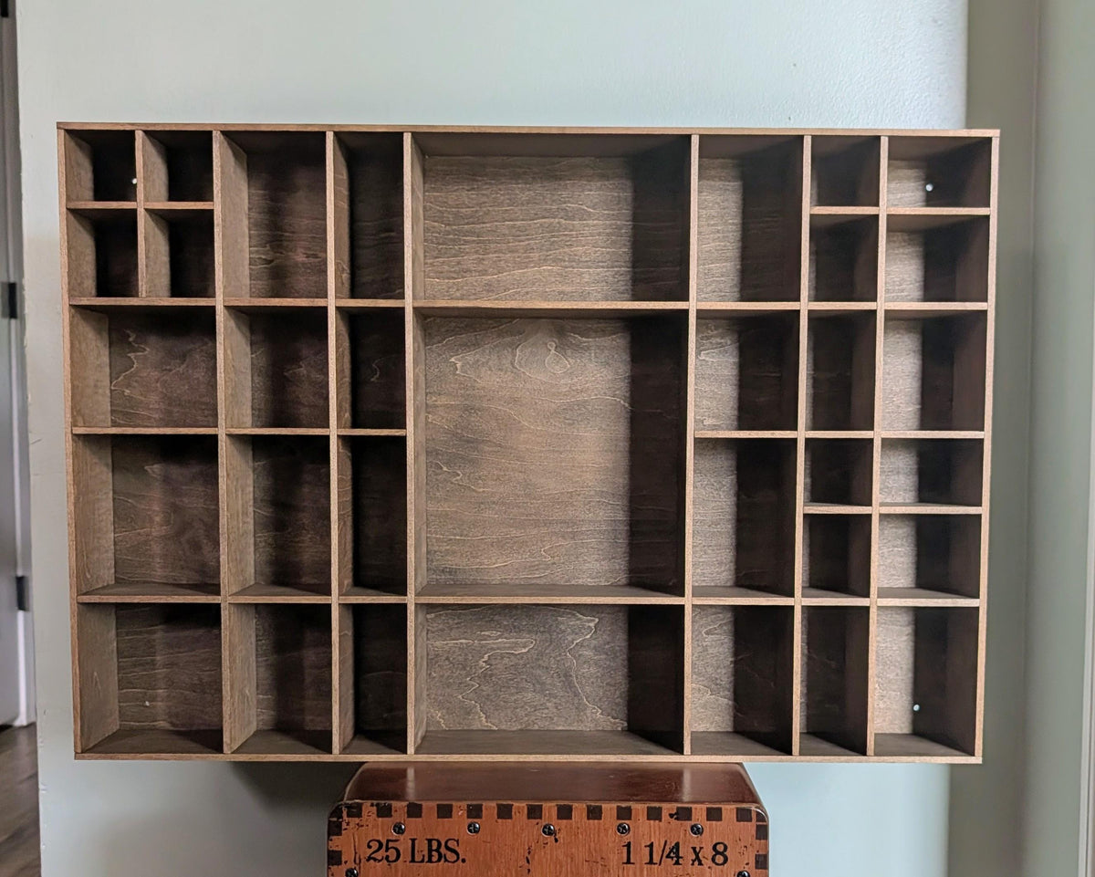 Shadow Box Wooden Display Shelf - Wall Cubby Shelf - Multiple Compartment Sizes - #97 - Trinket Shelf - Curio Cabinet - Large