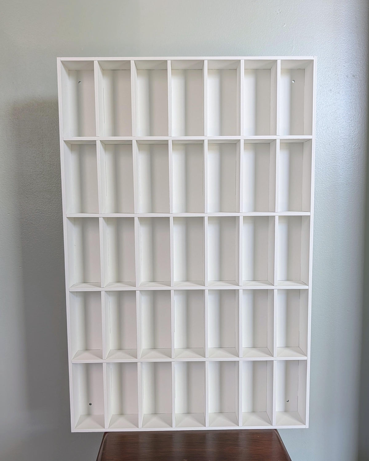 35 Compartment Wooden Display Shelf - 4.5x2 - Trinket Shelf - Curio Cabinet - Cubic
