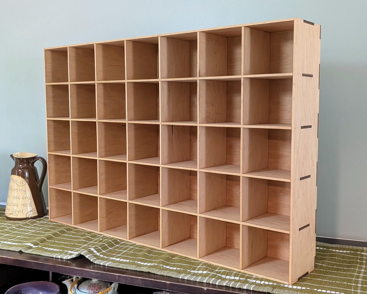 35 Compartment Wooden Display Shelf- 4.5x4 - Trinket Shelf - Curio Cabinet - Cubic Oversize
