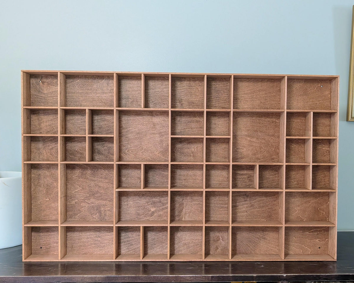Shadow Box Wooden Display Shelf - Wall Cubby Shelf - Multiple Compartment Sizes - #96 - Trinket Shelf - Curio Cabinet - Oversize