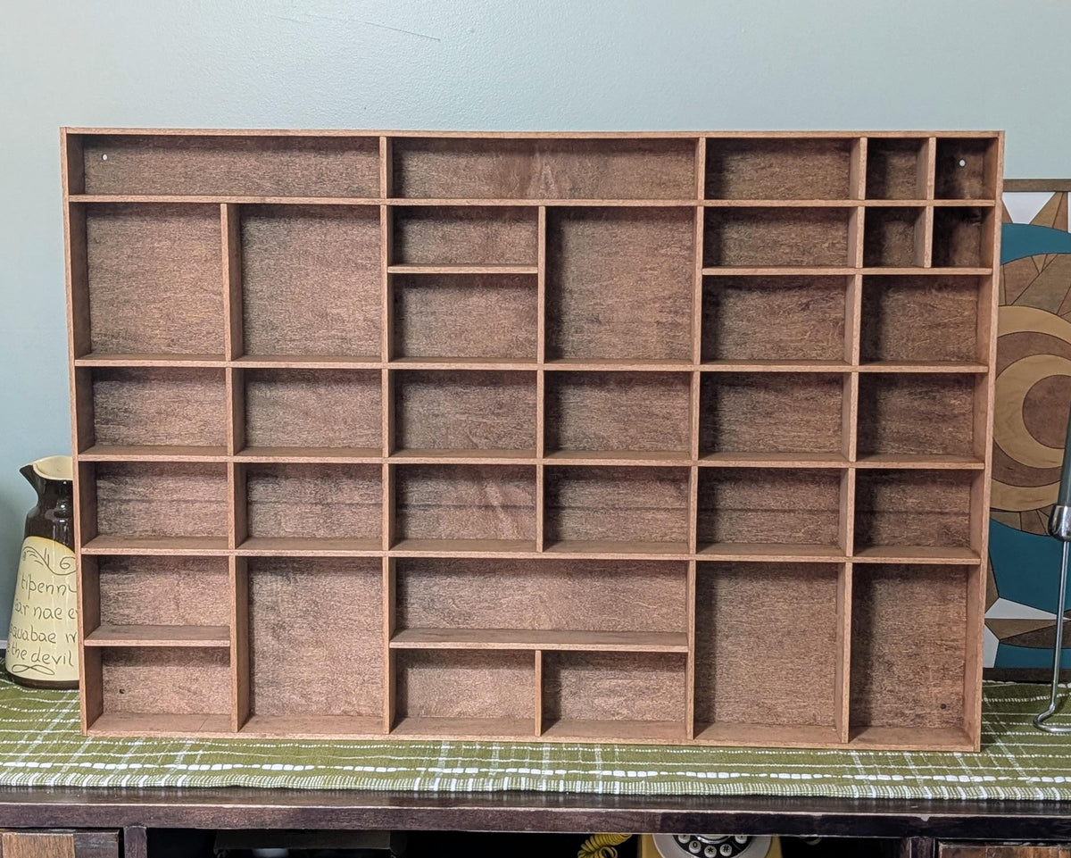 Shadow Box Wooden Display Shelf - Wall Cubby Shelf - Multiple Compartment Sizes - #100 - Trinket Shelf - Curio Cabinet - Oversize