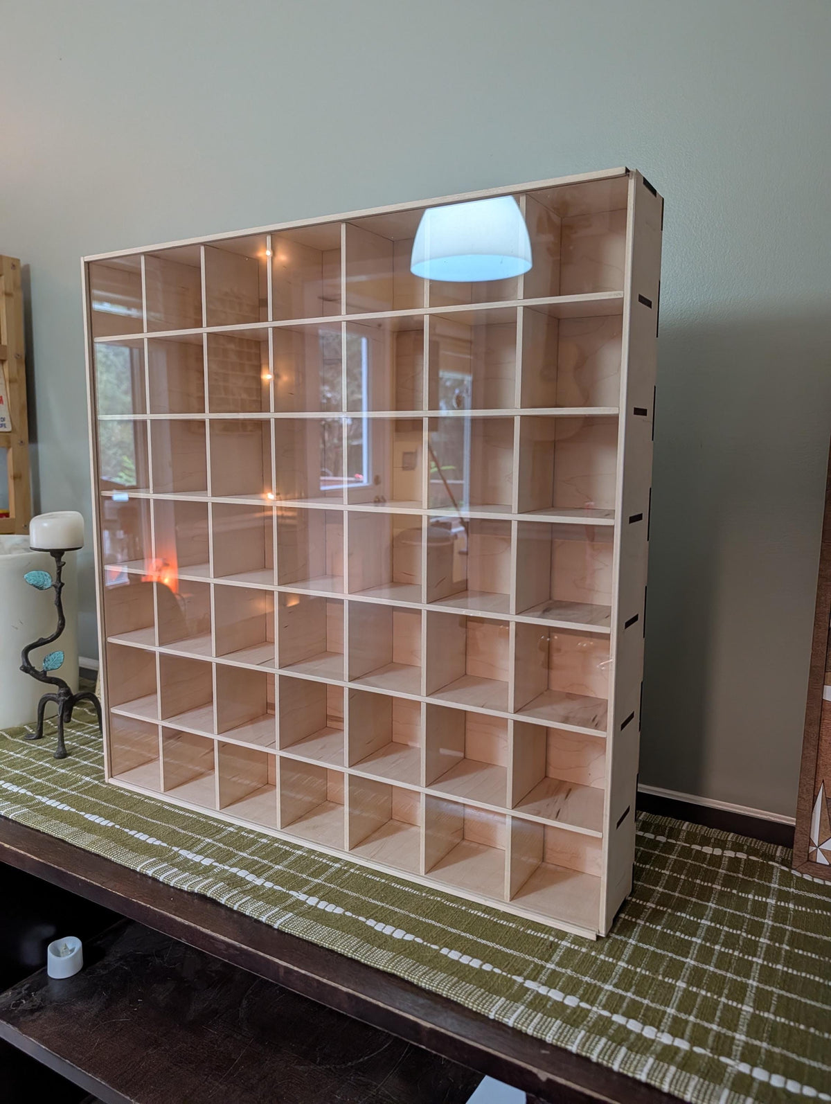 49 Compartment Wooden Display Shelf - 3x3 - Trinket Shelf - Curio Cabinet - Cubic