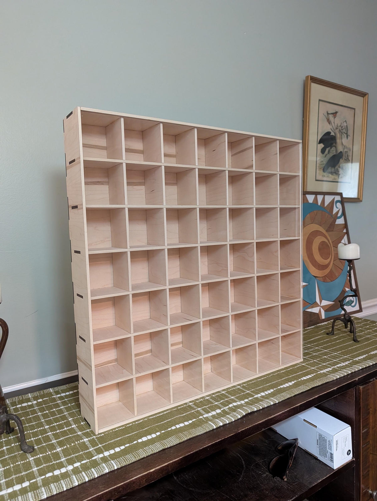 49 Compartment Wooden Display Shelf - 3x3 - Trinket Shelf - Curio Cabinet - Cubic