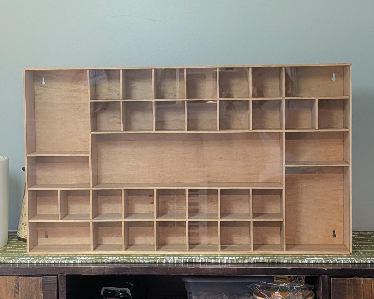 Shadow Box Wooden Display Shelf - Wall Cubby Shelf - Multiple Compartment Sizes - #101 - Trinket Shelf - Curio Cabinet - Oversize