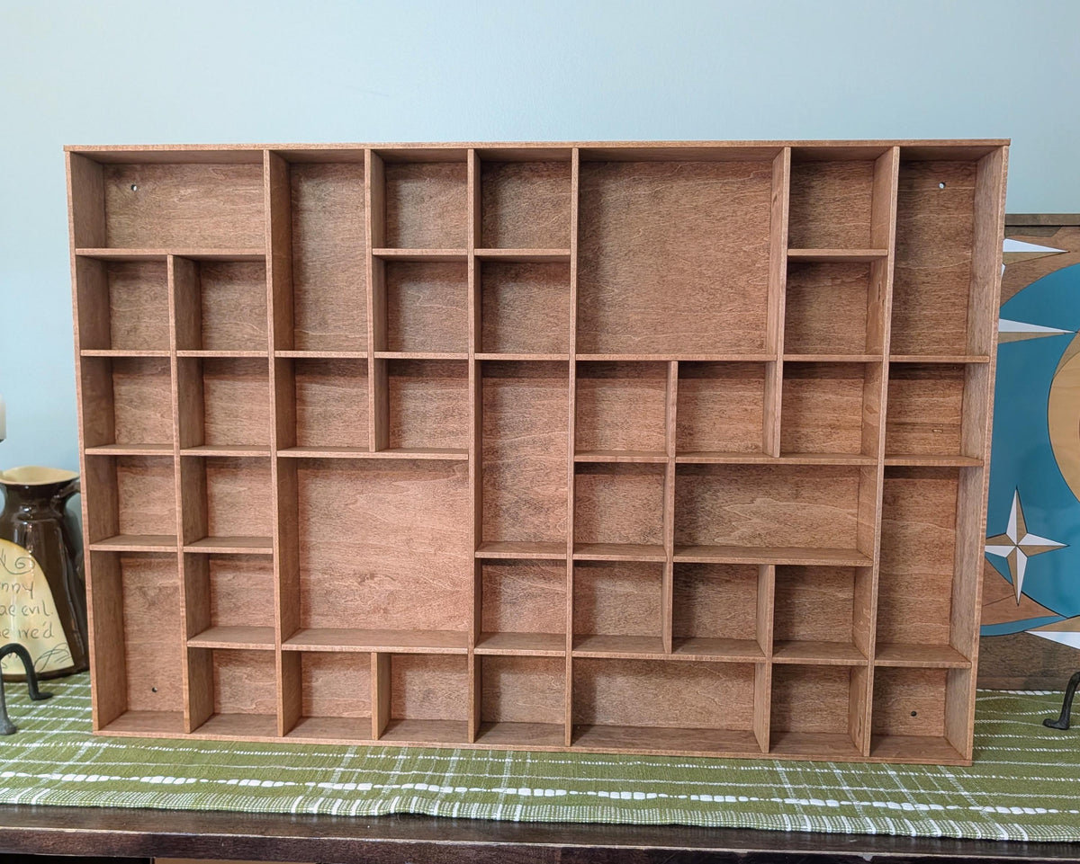 Shadow Box Wooden Display Shelf - Wall Cubby Shelf - Multiple Compartment Sizes - #102 - Trinket Shelf - Curio Cabinet - Oversize