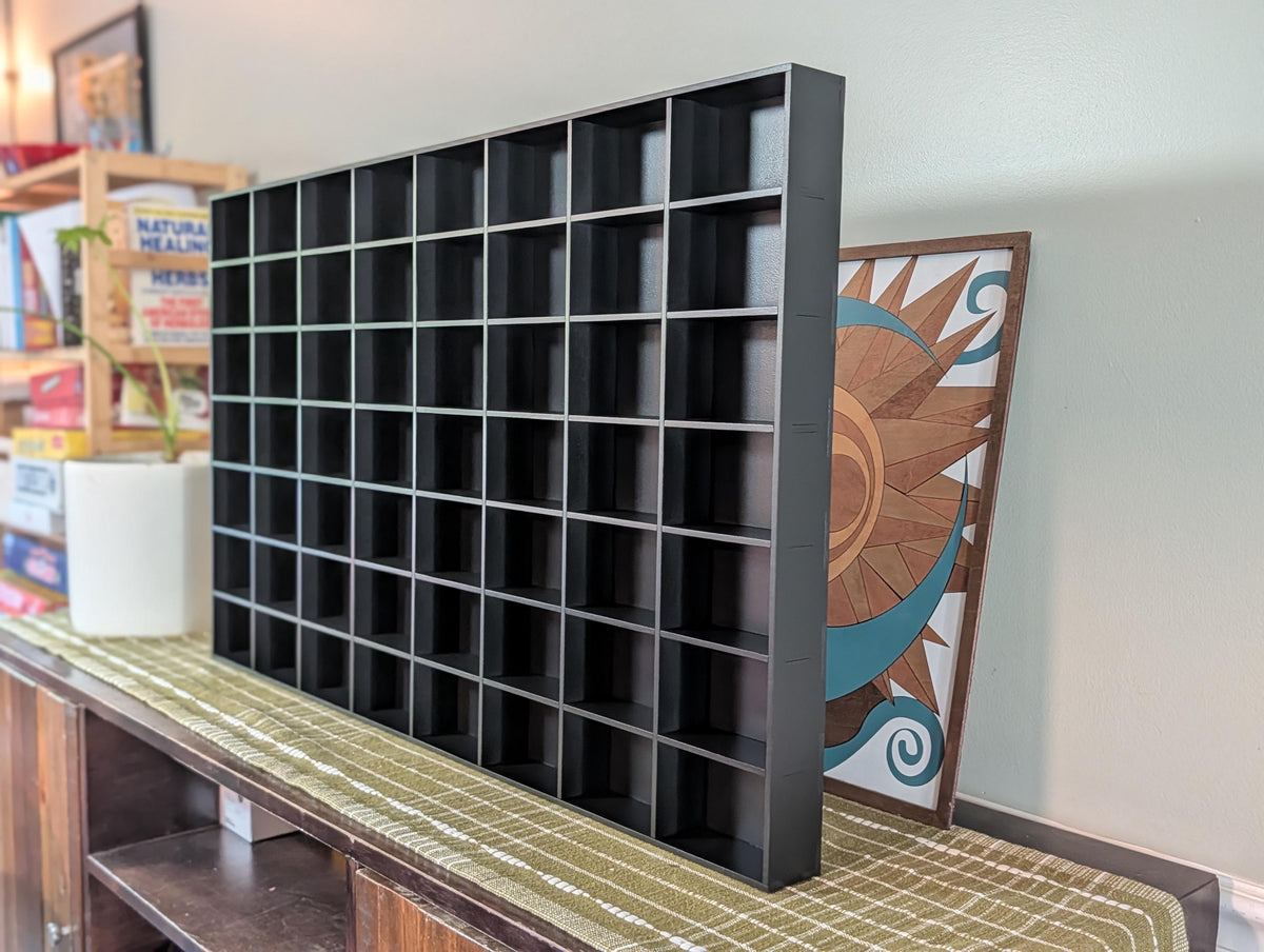 56 Compartment Wooden Display Shelf - 4x4 - Trinket Shelf - Curio Cabinet - Oversize